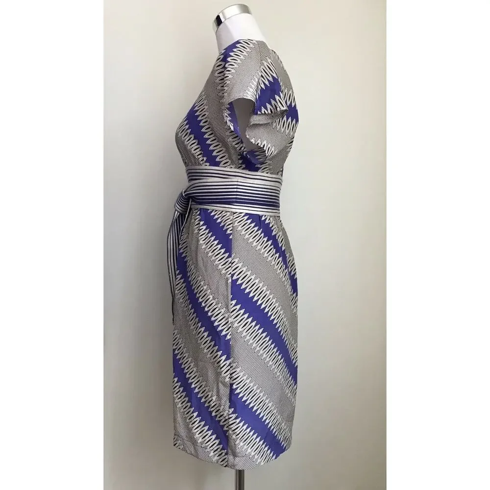 Plenty by‎ Tracy Reese Easy Chemise Silk Sheath Dress Diagonal Striped Size 2